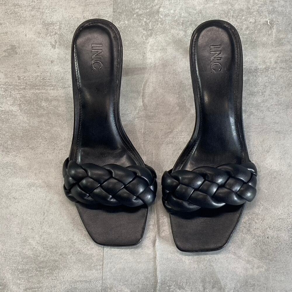 Inc International Concepts Women's Black Smooth Parker Woven Slide Sandals Sz 8 View 2
